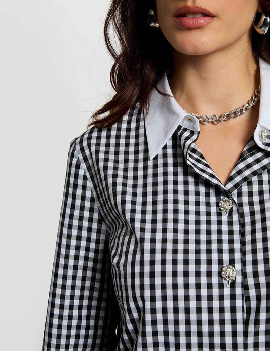 Geruit Blouse met Contrastkraag