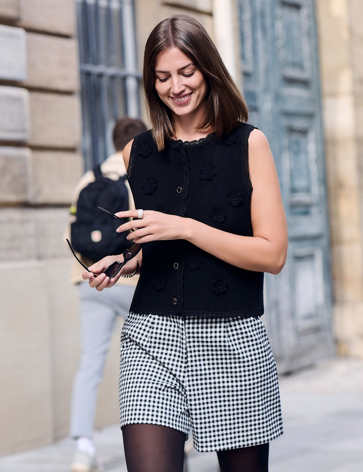 Short met Vichyruit en Hoge Taille