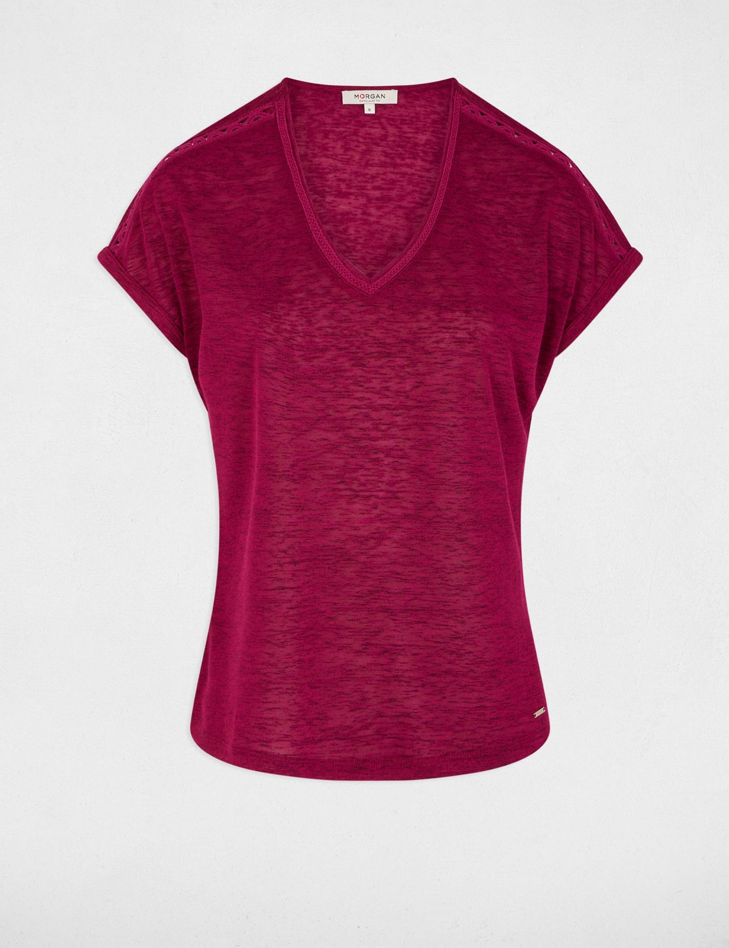 T-shirt met V-hals en Rechte Pasvorm