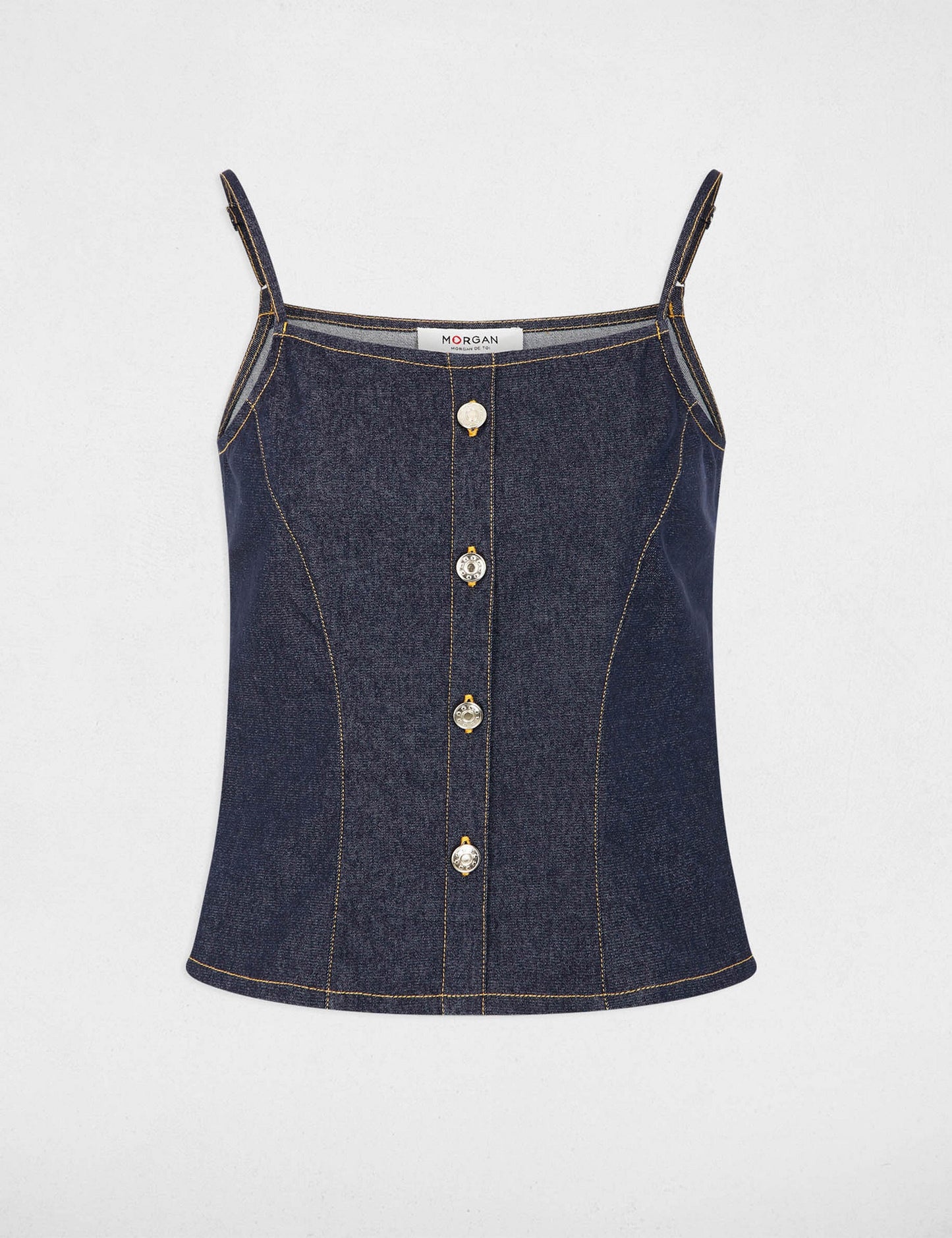 Denim Top met Aansluitende Pasvorm