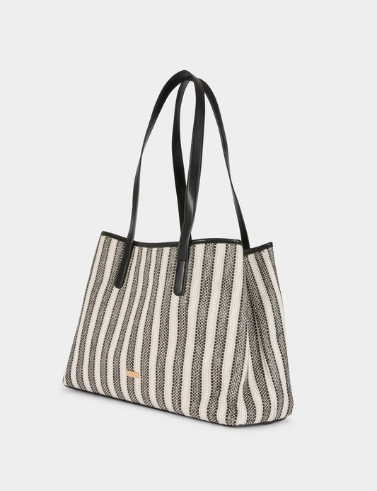 Gestreepte Tote Bag met Kettingdetails