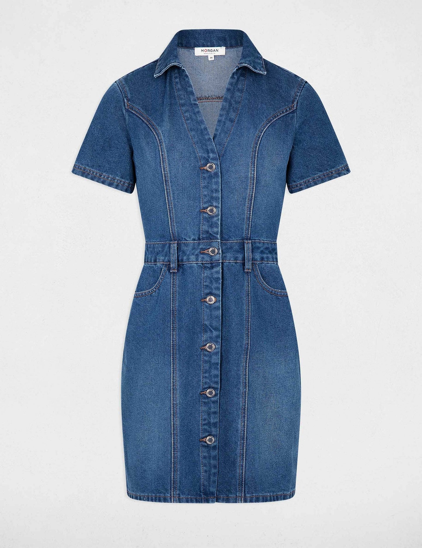 Korte Denim Jurk met Aansluitende Pasvorm