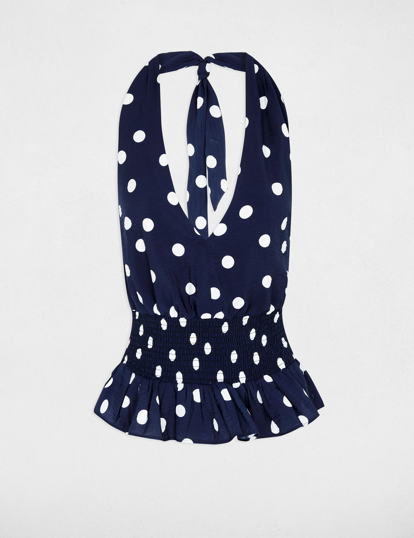 Getailleerde Top met Polka Dot Print en Open Rug