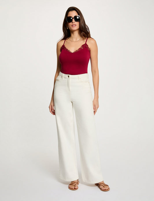 Cami Top met V-hals en Kanten Details