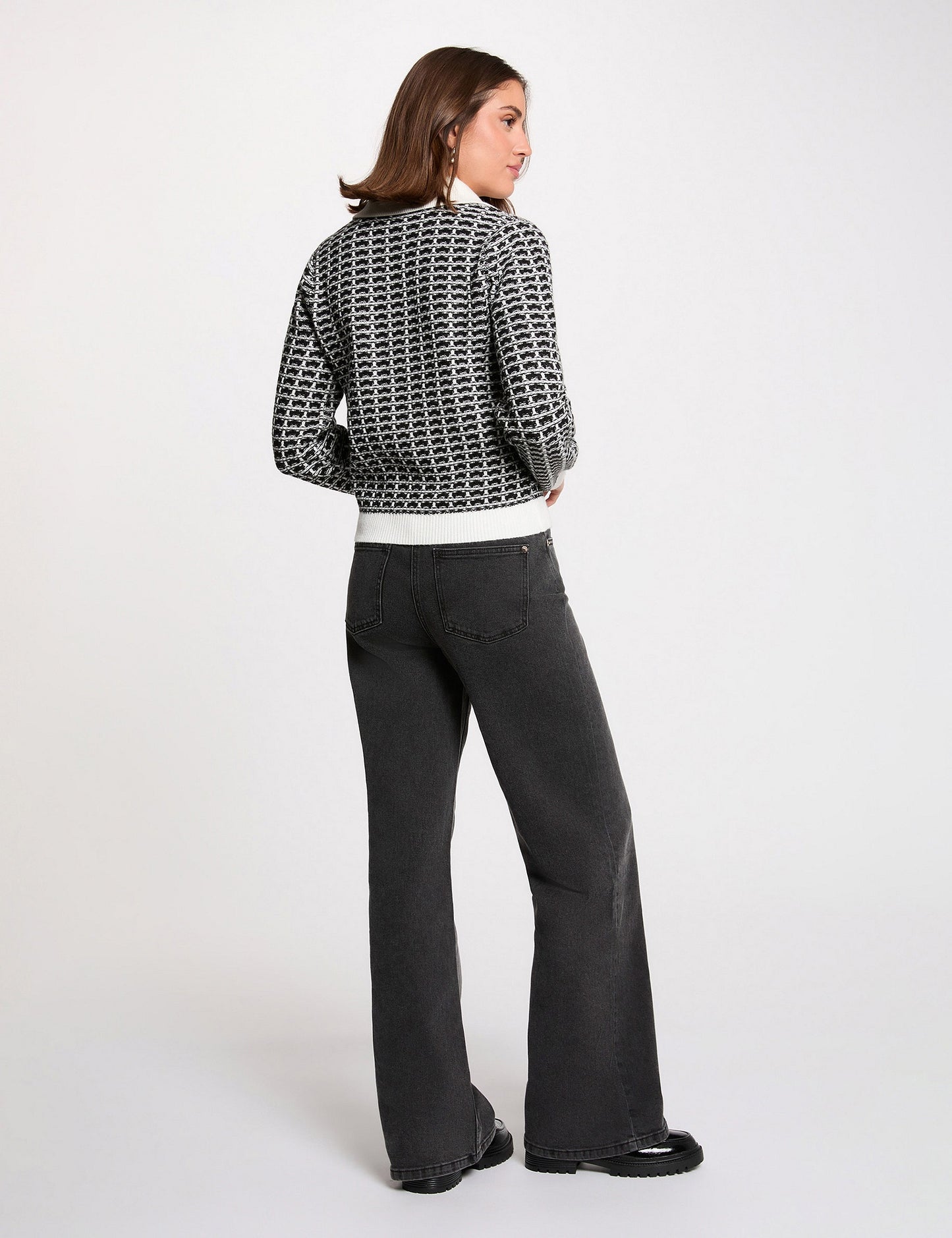 Chevron Jacquard Jas met Reverskraag