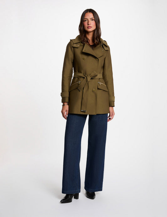 Getailleerde Trenchcoat met Riem en Capuchon