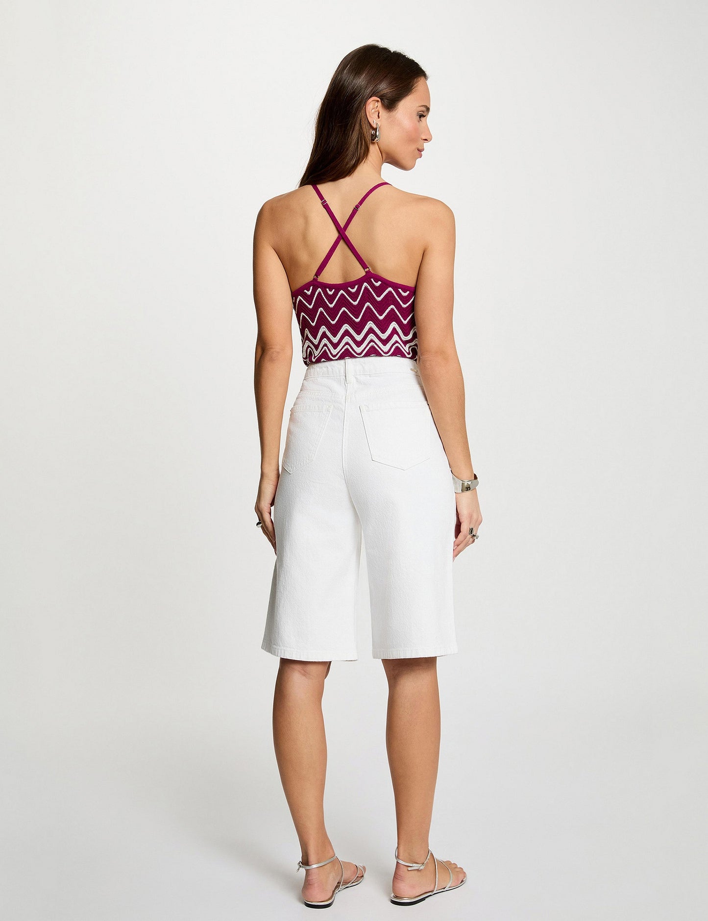 Top met Bustierhals en Chevronprint