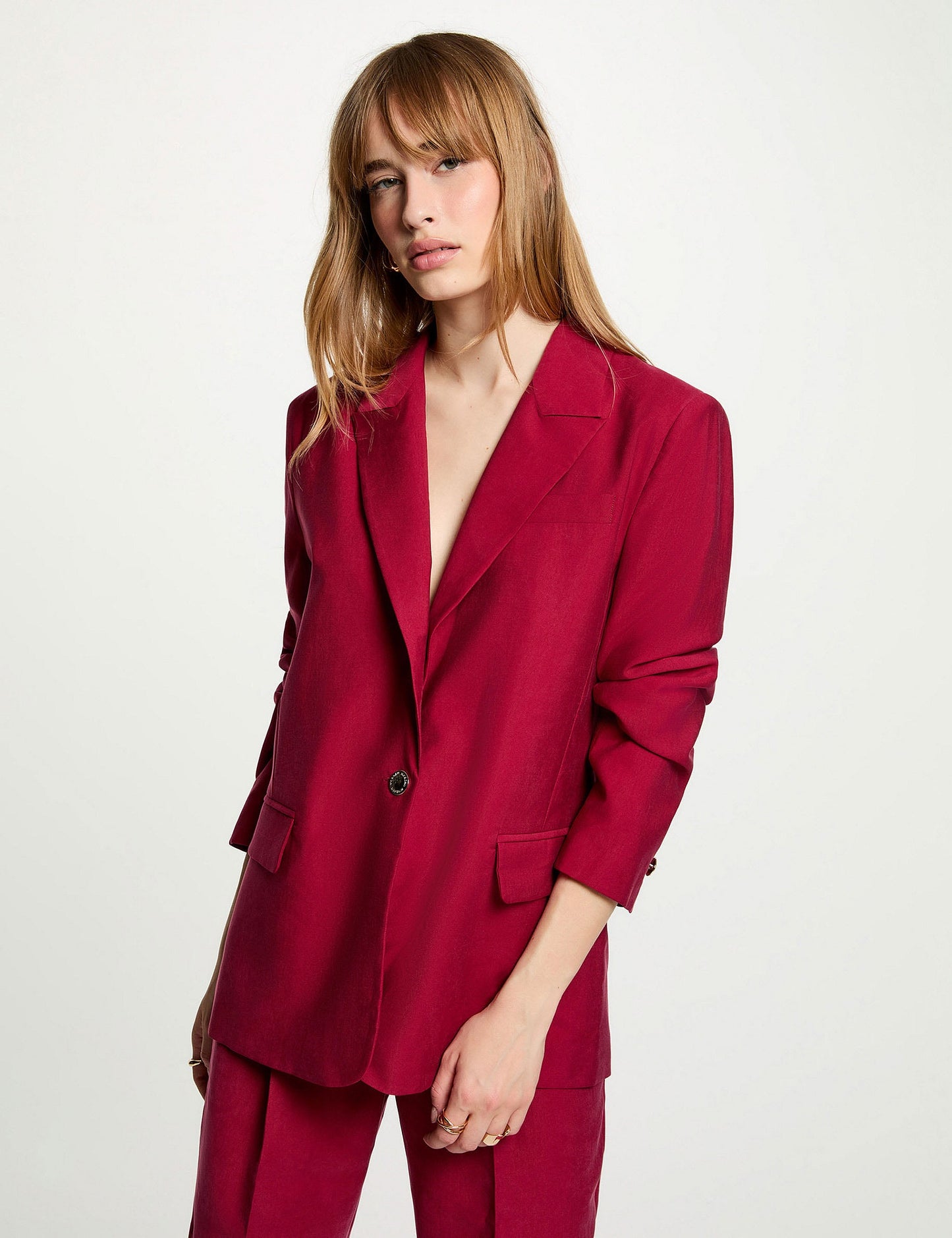 Rechtgesneden Blazer met Linnenlook