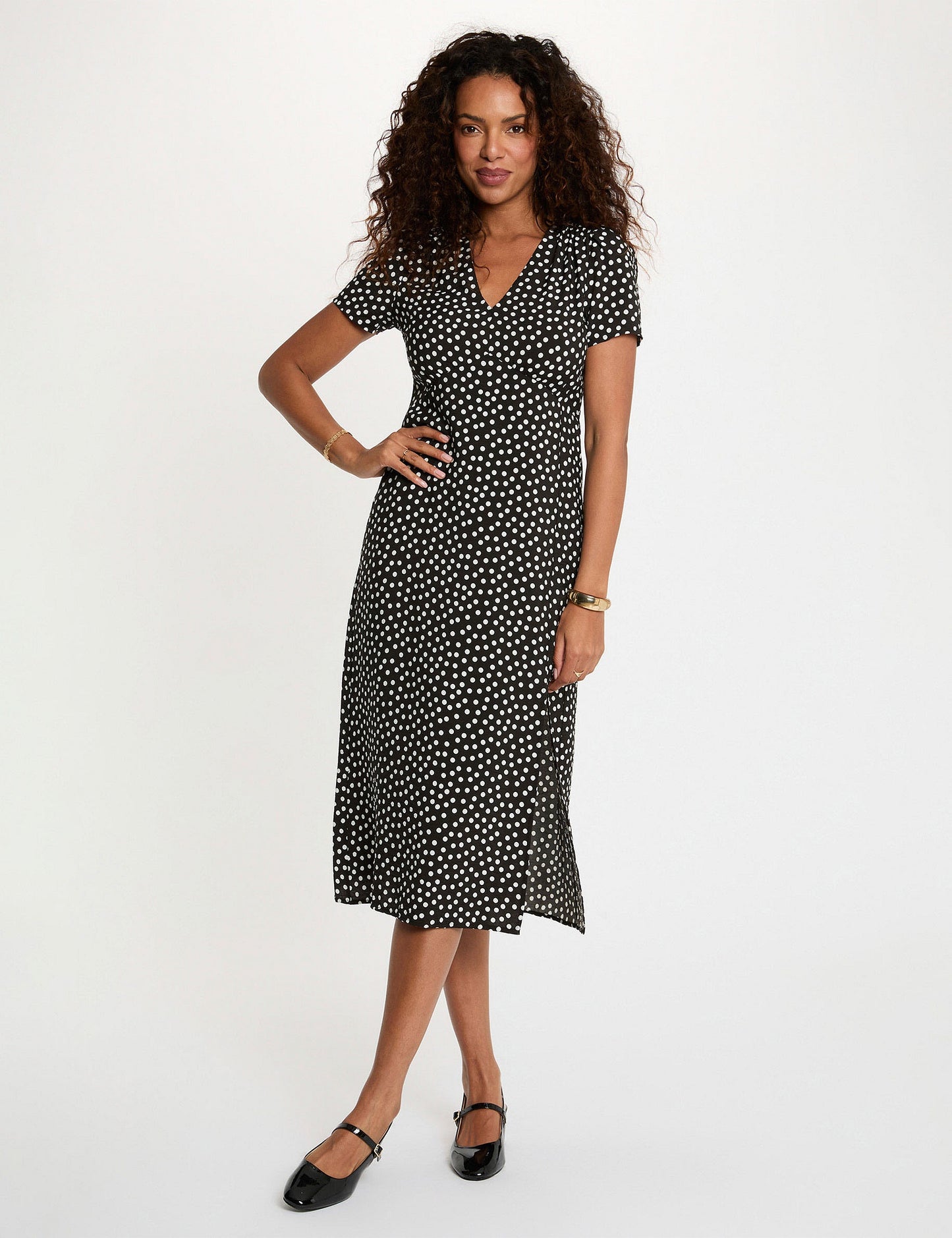 Midi-Jurk met V-hals en Split