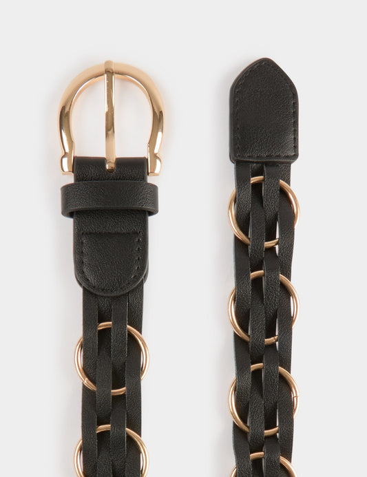Dunne Imitatieleren Riem met Kettingdetails