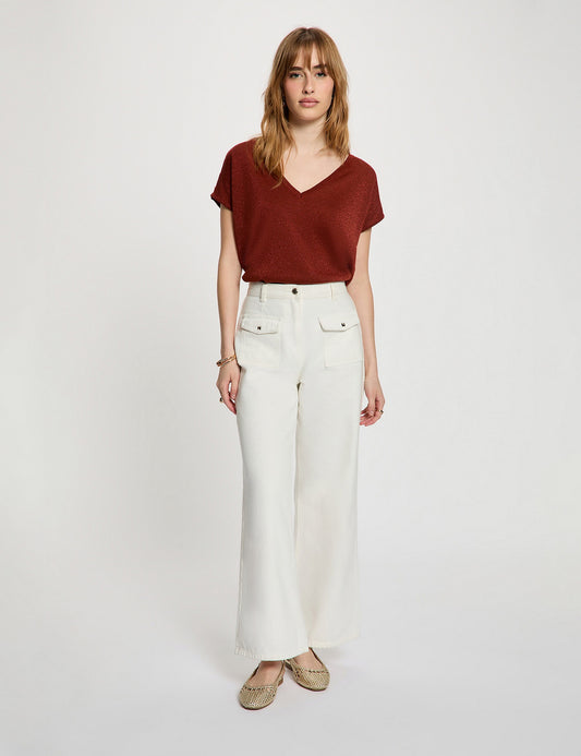 Oversized V-Hals Trui met Korte Mouwen