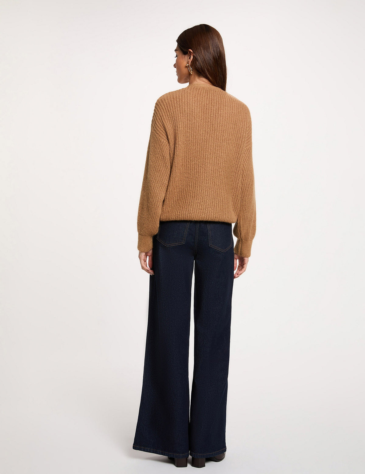 V-hals Cardigan met Wollige Textuur