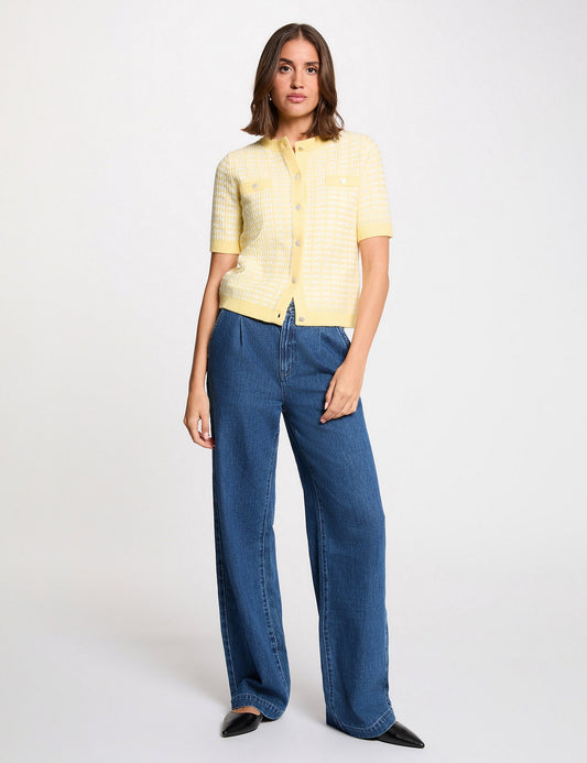 Kort Vest met Jacquard Print