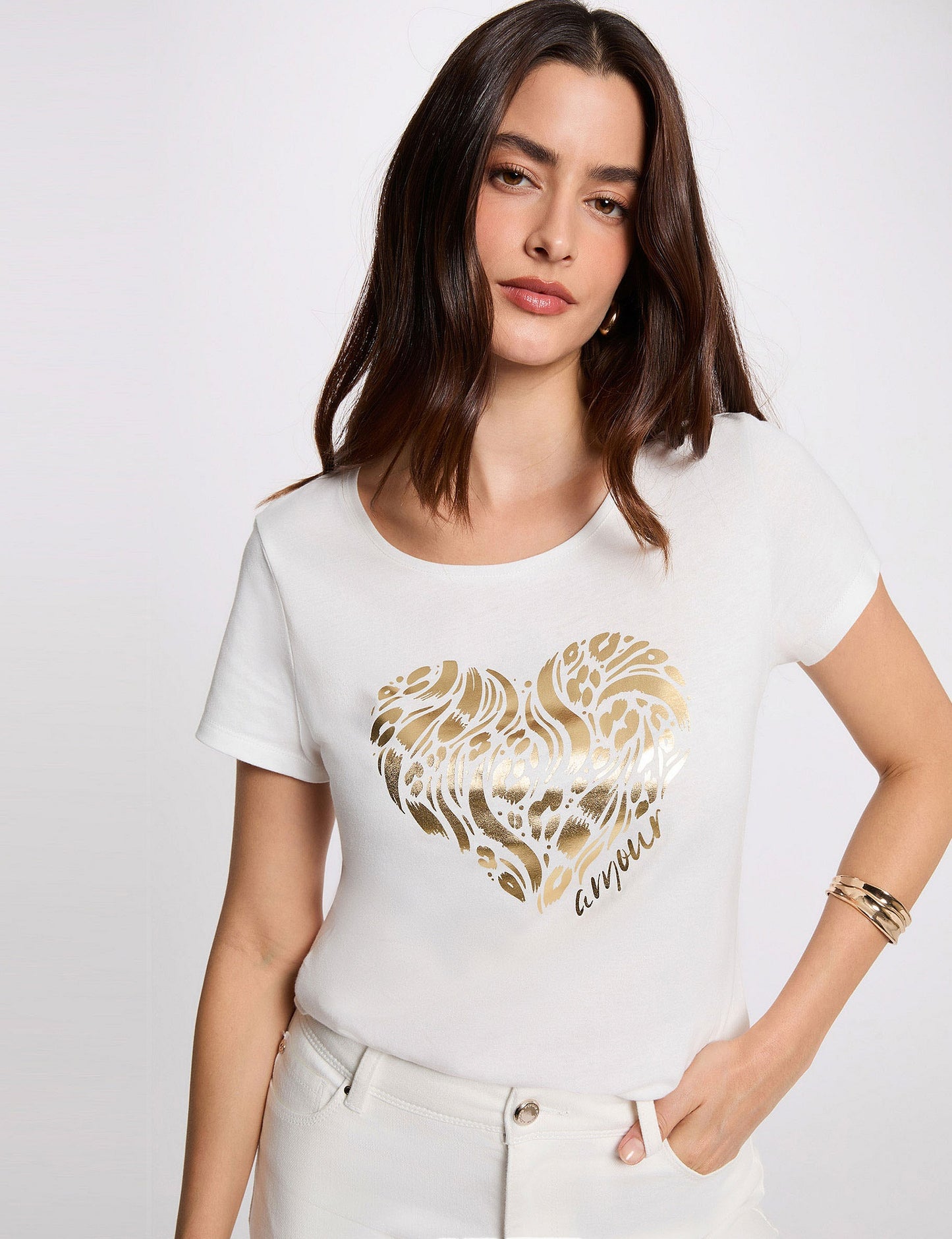 T-shirt met Print en Korte Mouwen