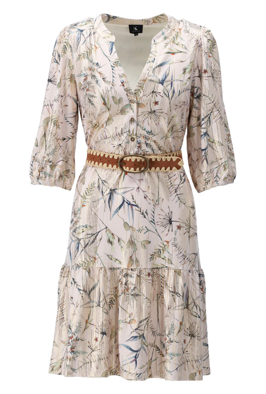 K-Design - Jurk, bloemen print & RIEM (W304)