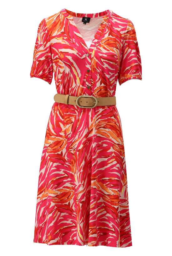 K-Design - Robe et CEINTURE à imprimé floral tropical (W352)